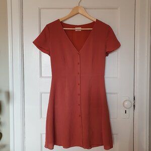 ARITZIA Rust Orange, Button Up, short sleeve dress